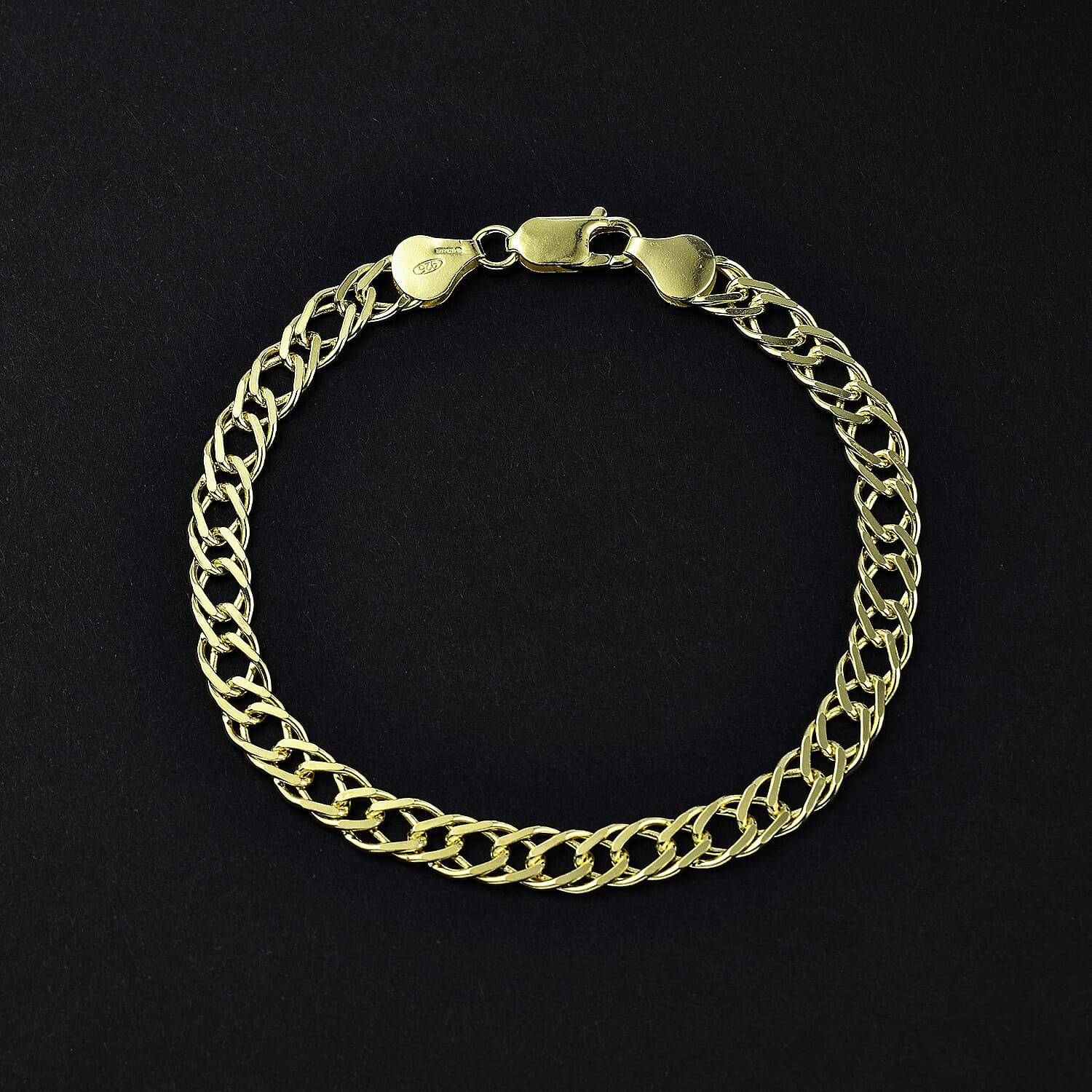 JCK Vegas Preview Deal  - Sterling Silver Double Curb Bracelet (Size - 8), Silver Wt. 9.00 Gms