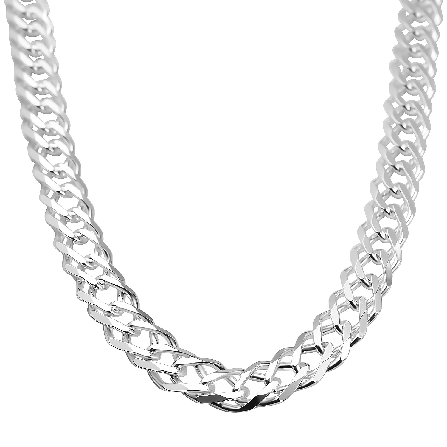 One Time Italian Closeout - Sterling Silver Double Curb Necklace (Size - 20), Silver Wt. 48.3 Gms