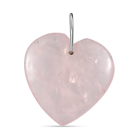 Rose Quartz Pendant in Rhodium Overlay Sterling Silver 45 Ct