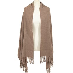 Wool Like Tassel Scarf (One Size) - Brown