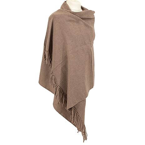 Wool Like Tassel Scarf (One Size) - Brown