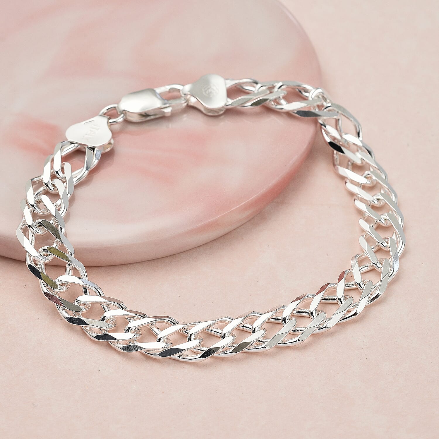 JCK Vegas Preview Deal - Sterling Silver Double Curb Bracelet (Size - 8), Silver Wt. 9.00 Gms