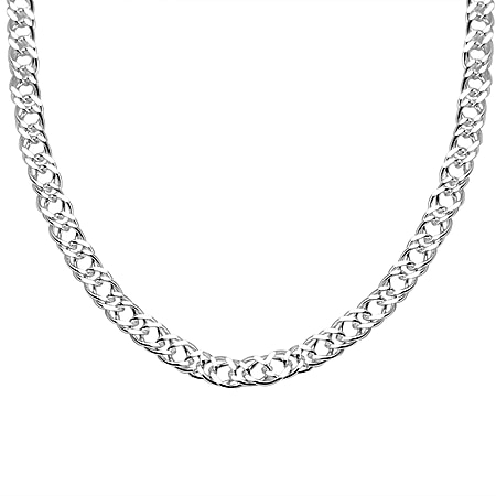 Vicenza Exclusive Deal - Sterling Silver Double Curb Diamond Cut Necklace (Size - 20)
