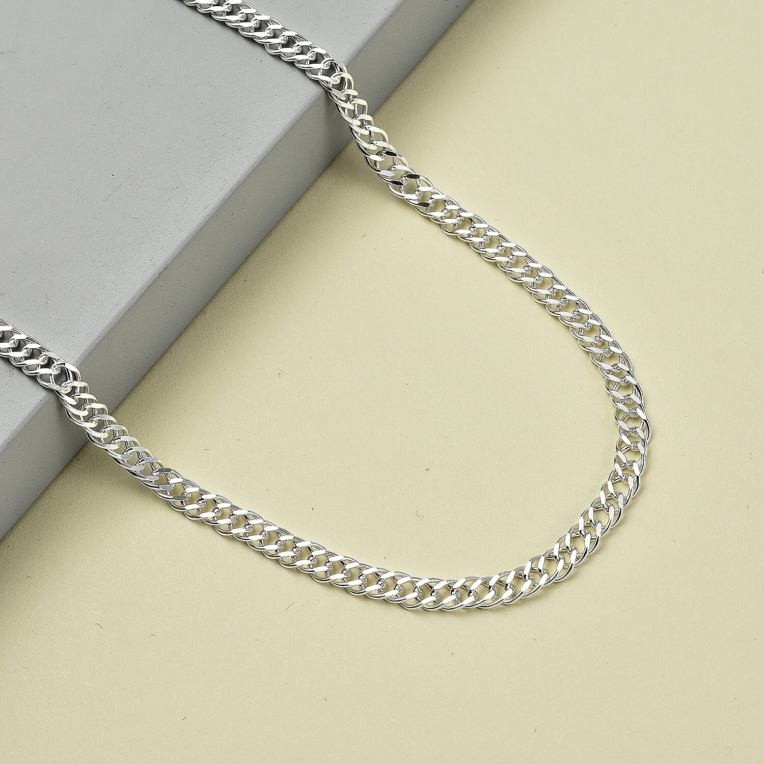 Vicenza Exclusive Deal - Sterling Silver Double Curb Diamond Cut Necklace (Size - 20)