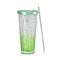 Double Wall Ice Crack Tumbler with Lid and Straw 600ml - Pink