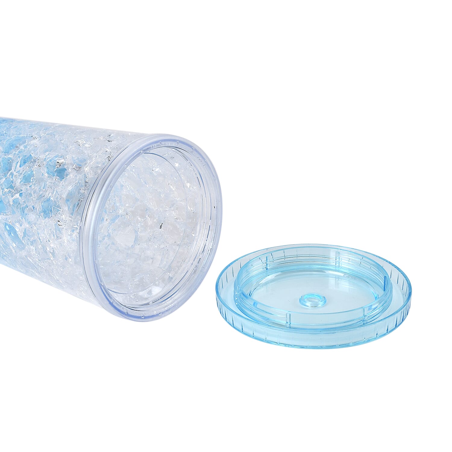 Double Wall Ice CrackTumbler with Lid and Straw 600ml - Blue
