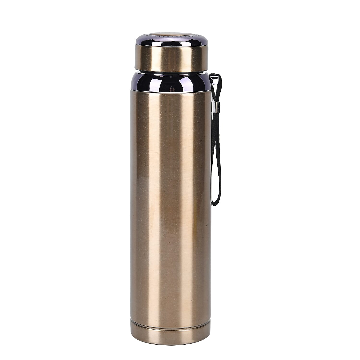 Double Wall Thermos Cup with Stainless Steel Filter and Lanyard 1000ml - Gold