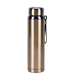 Double Wall Thermos Cup with Stainless Steel Filter and Lanyard 1000ml - Gold