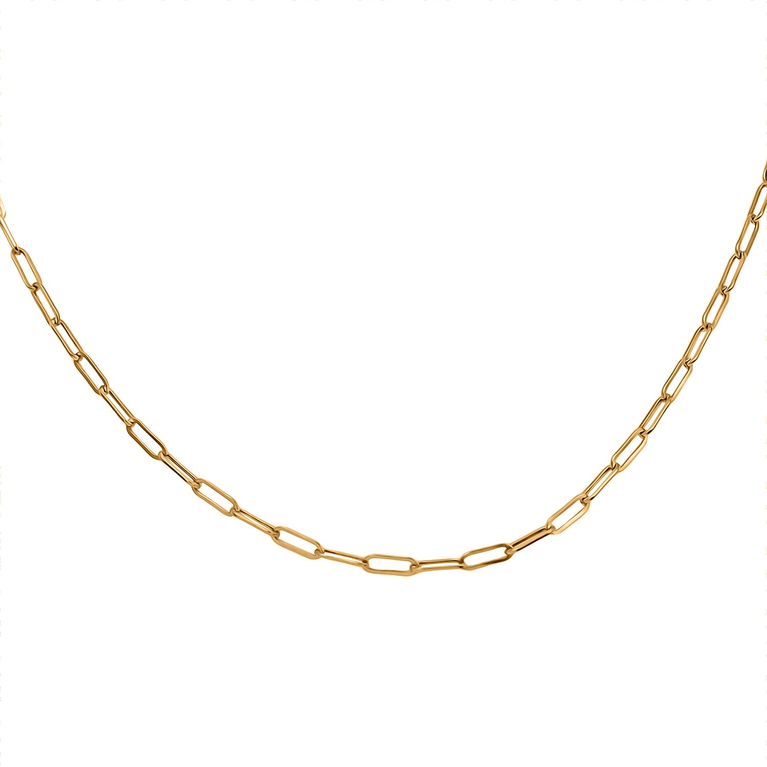 Vicenza Closeout - 9K Yellow Gold Paperclip Necklace (Size - 30)
