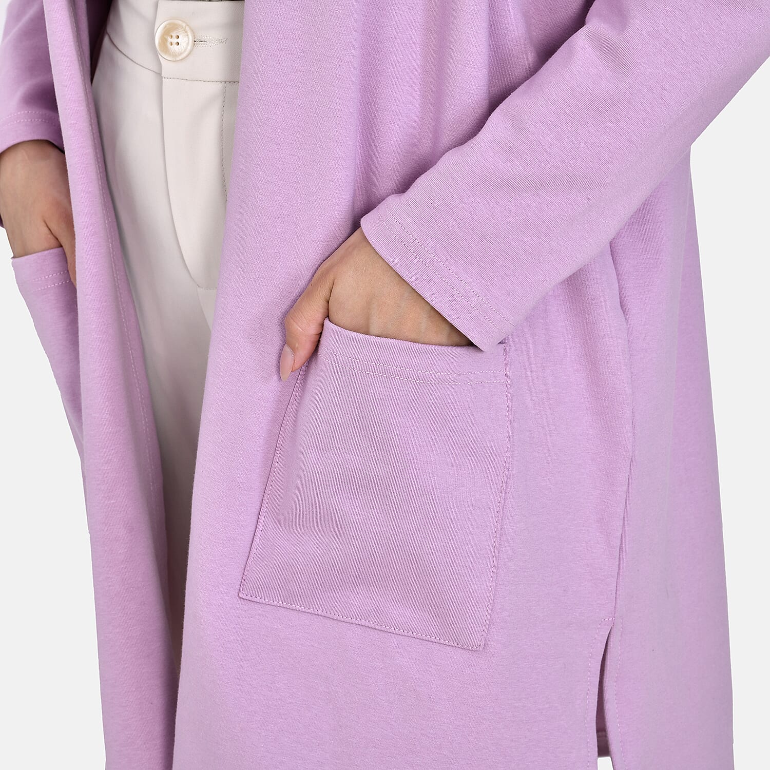 Tamsy 60% Cotton Blend Jersey Cardigan (One Size, 8-20) - Lilac Tamsy 60% Cotton Blend Jersey Cardigan (One Size, 8-20) - Lilac