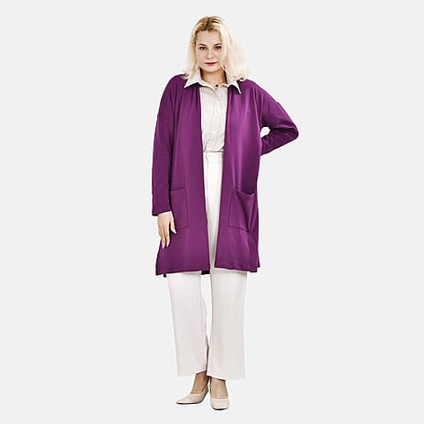 TAMSY Cotton Blend Jersey Cardigan (One Size) - Purple