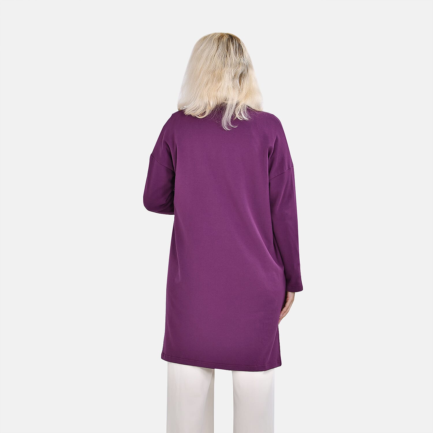 Tamsy Cotton Solid Cardigan (One Size 8-20) - Plum