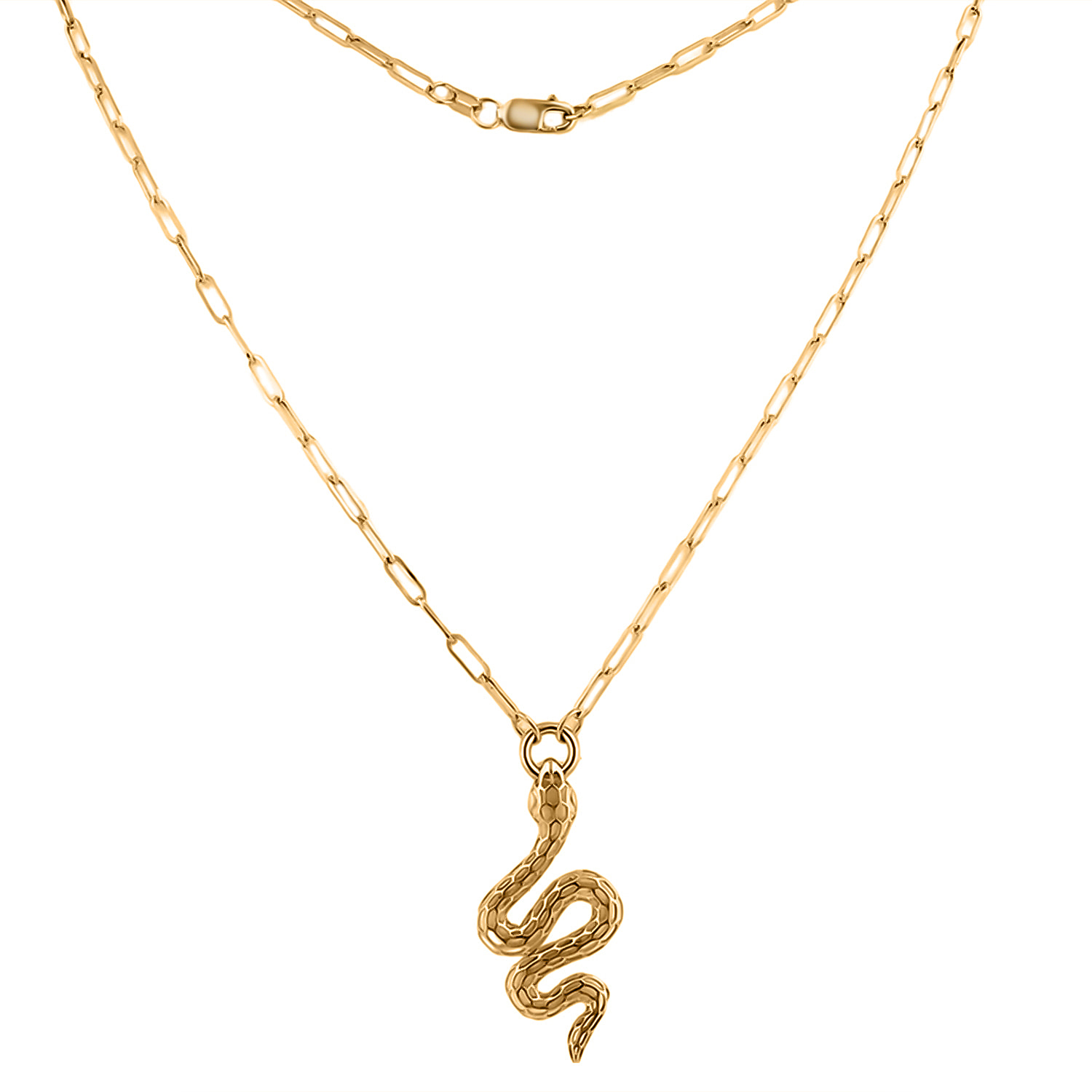 Closeout Deal - Designer Inspired Handmade 9K Yellow Gold Serpent Necklace (Size - 20)