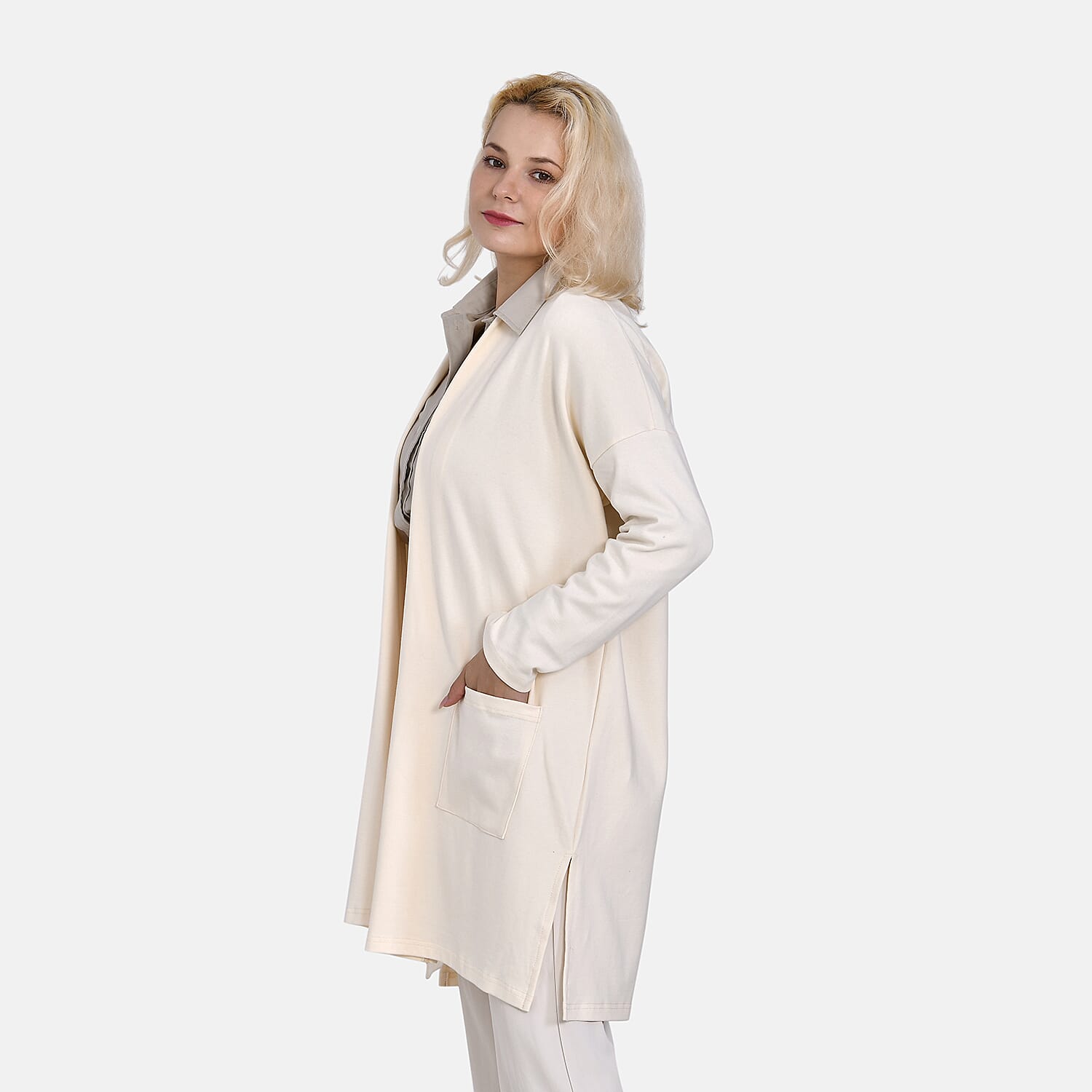 Tamsy Cotton Blend Jersey Cardigan (One Size, 8-20) - Cream