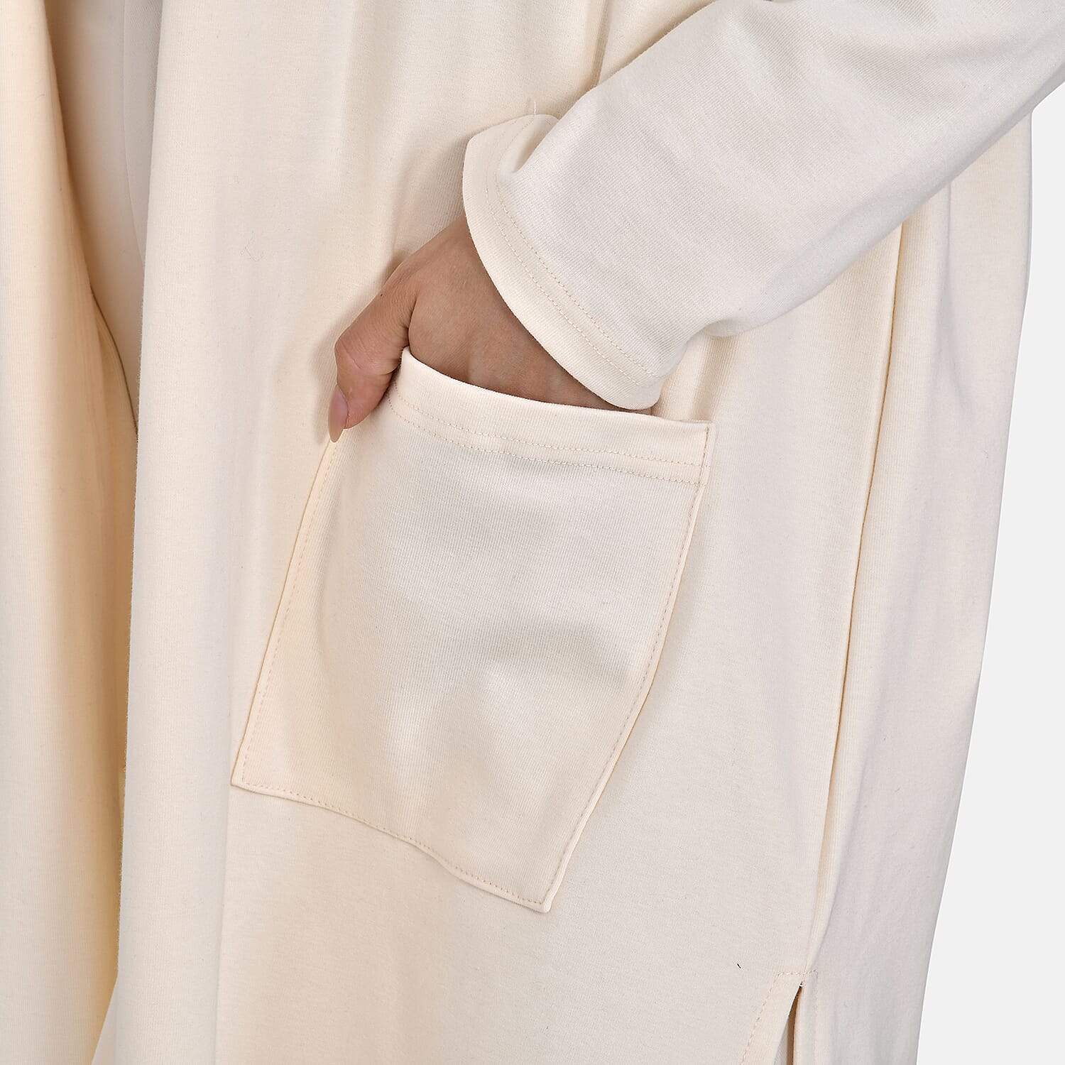 Tamsy 60% Cotton Blend Jersey Cardigan (One Size, 8-20) - Cream