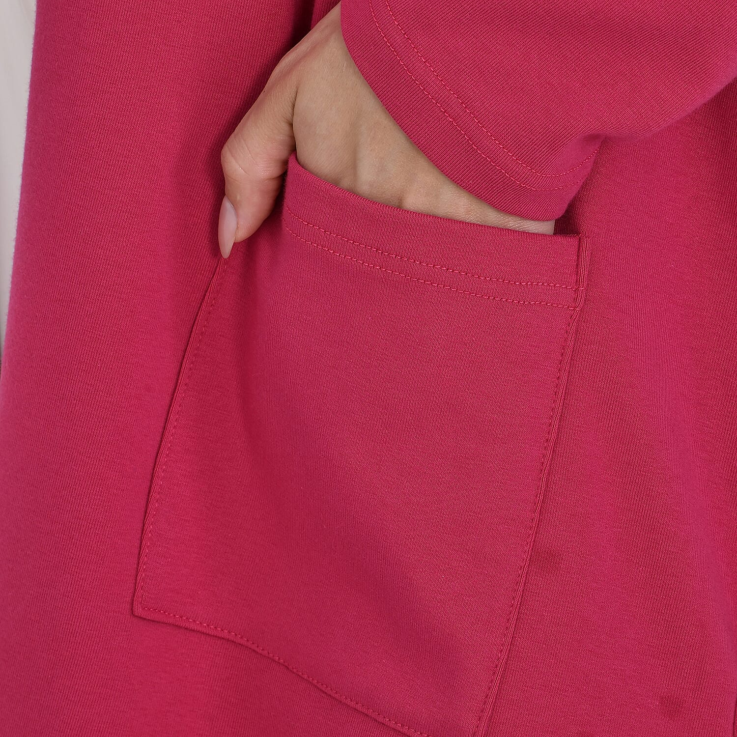 Tamsy 60% Cotton Blend Jersey Cardigan (One Size, 8-20) - Fuchsia