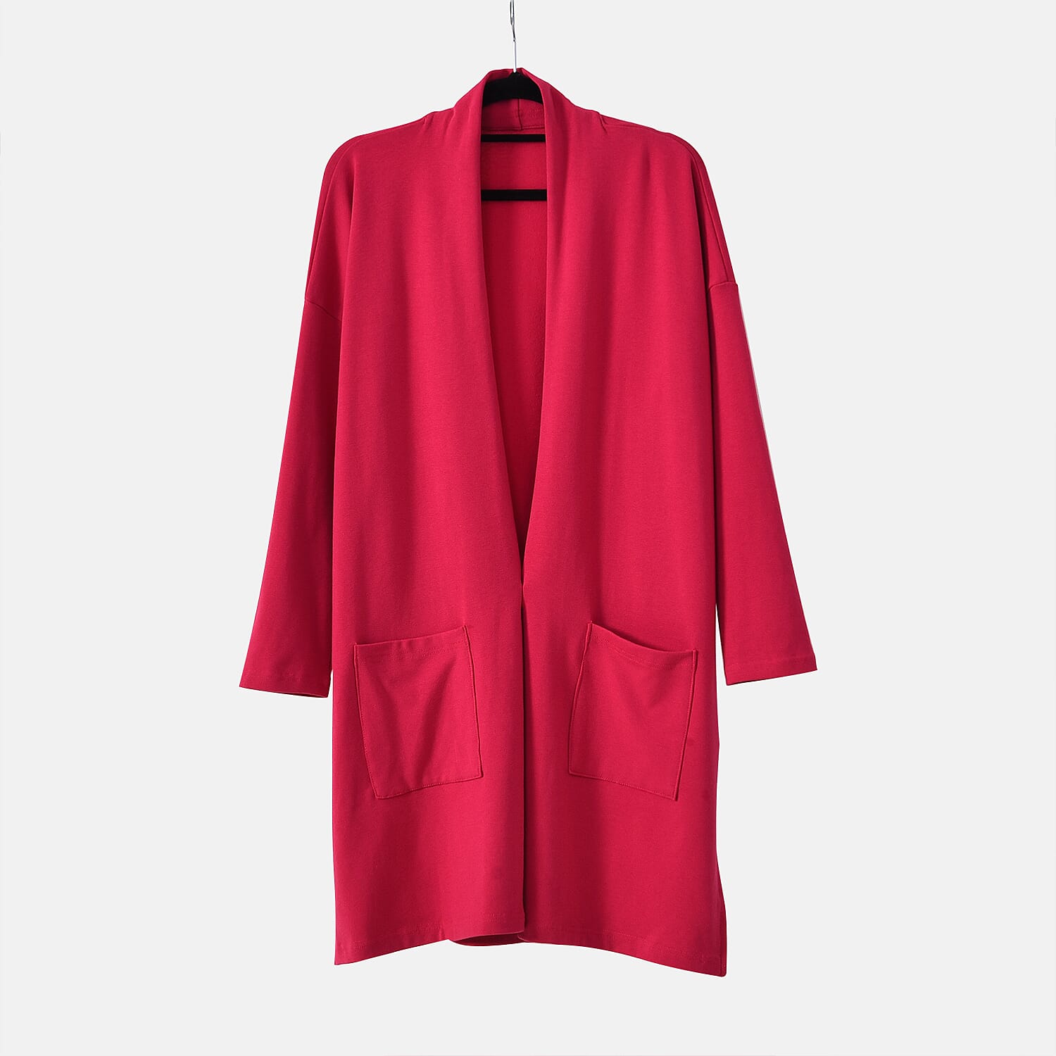 Tamsy 60% Cotton Blend Jersey Cardigan (One Size, 8-20) - Fuchsia