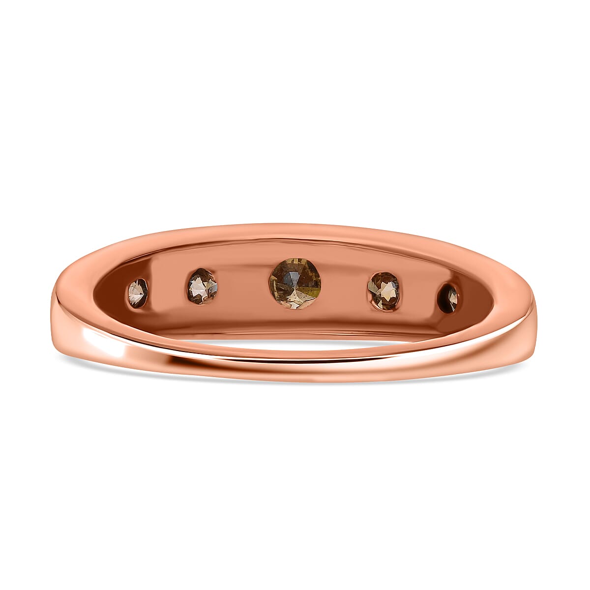 9K Rose Gold Natural Champagne Diamond Ring 1.04 Ct, Gold Wt. 3.32 Gms