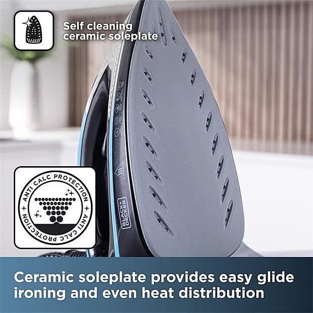 Black & Decker 2800W Steam Station with 1.5L Detachable Water Tank - Black