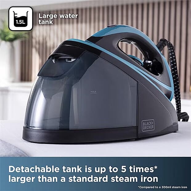 Black and Decker Steam Station with 1.5L Detachable Water Tank