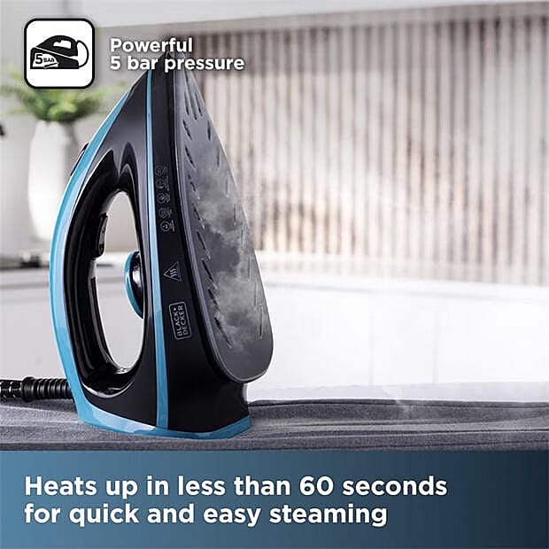 Black & Decker 2800W Steam Station with 1.5L Detachable Water Tank - Black