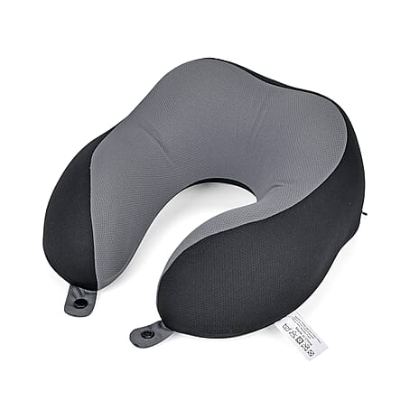 Memory Foam Neck Pillow (Size 23x13 cm) - Black