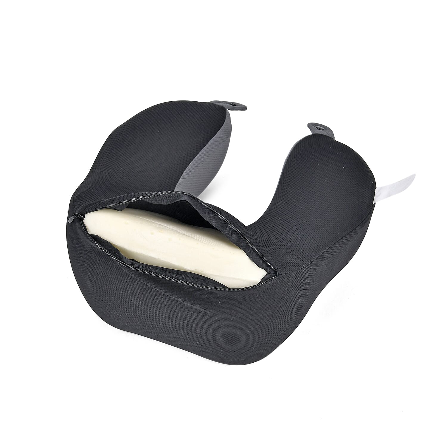 U-Shape Memory Form Pillow (Size 26x23x13 cm) - Black