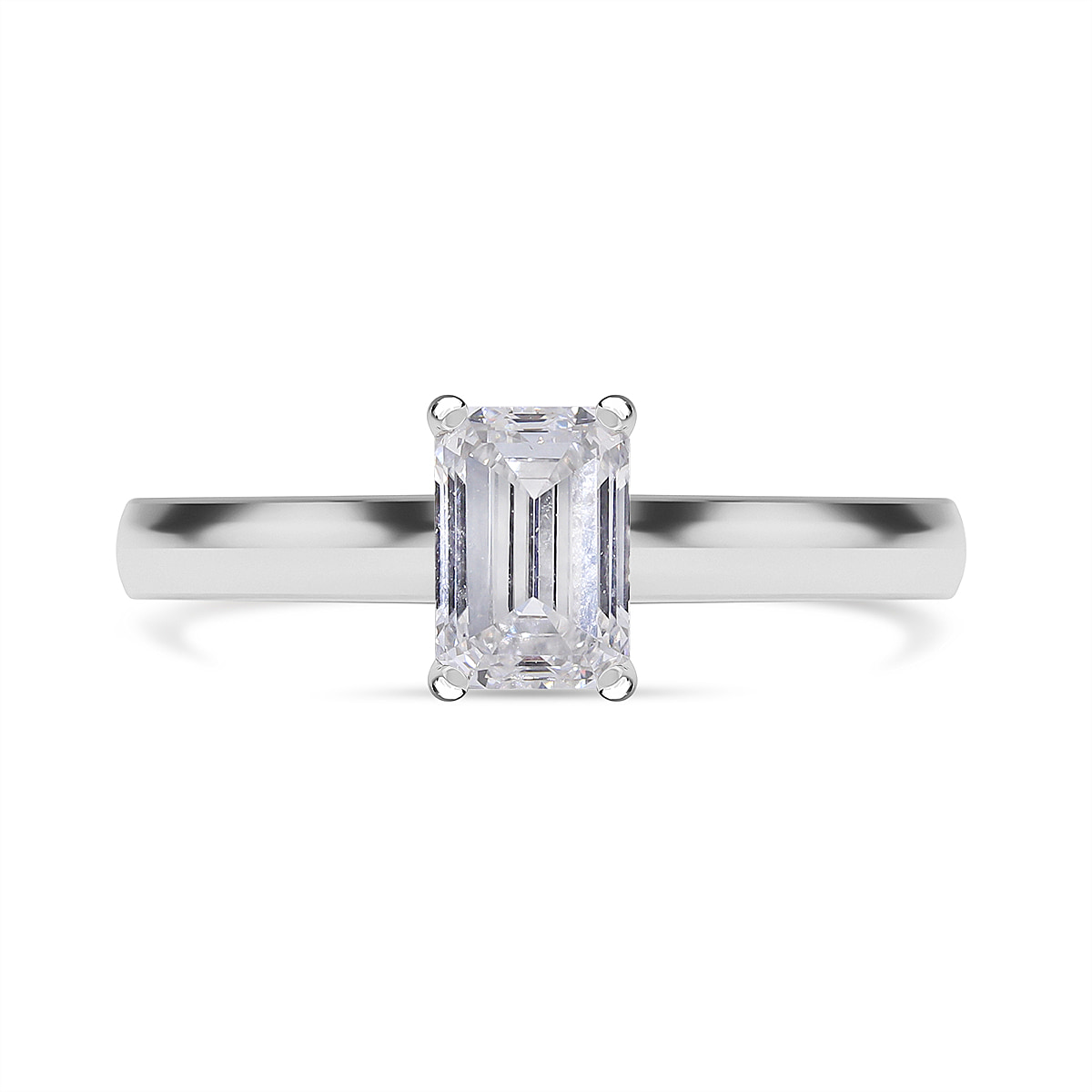950 Platinum IGI Certified (VVS-E) Emerald Cut Lab Grown Diamond Solitaire Ring 1.00 Ct.
