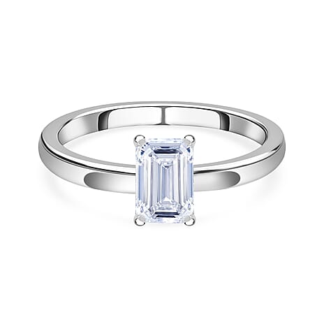 Luxuriant Diamond - 950 Platinum IGI Certified Emerald Cut (VS-GH) Lab Grown Diamond Solitaire Ring 1.01 Ct.