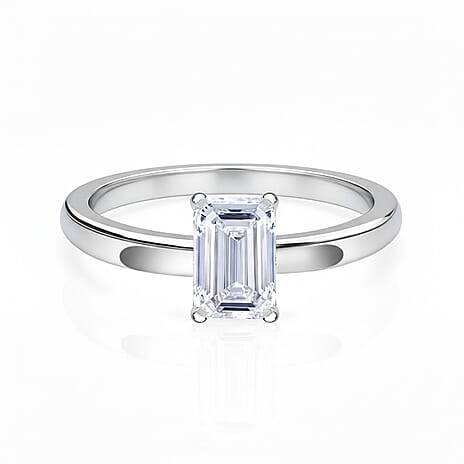 Luxuriant - 950 Platinum SGL Certified Emerald Cut Lab Grown Diamond (VS-EF) Solitaire Ring 1.01 Ct.