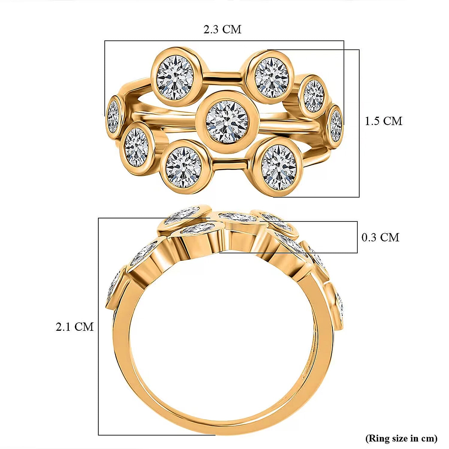 Moissanite Bubble Ring in Sterling Silver