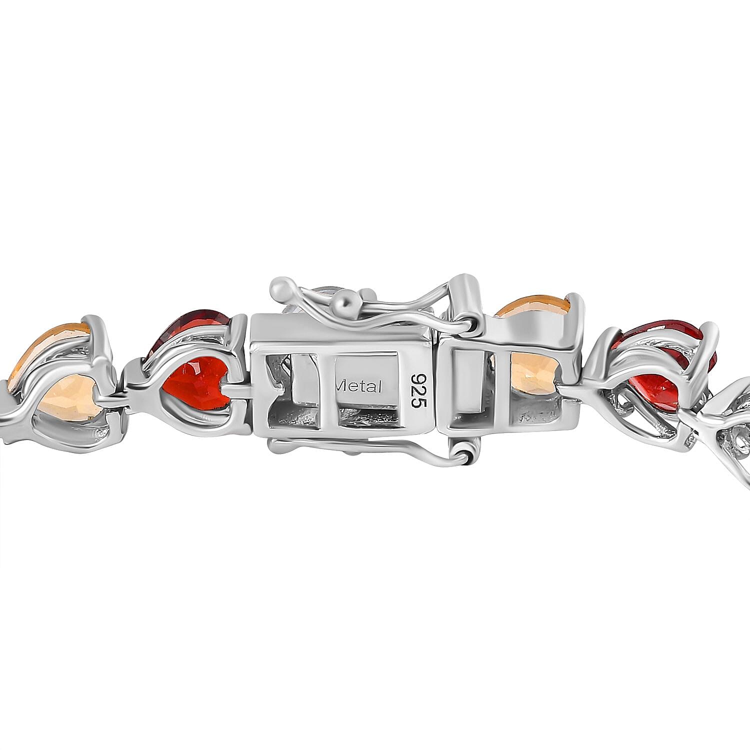 Citrine, Red Garnet & Multigemstone Bracelet (Size - 7) in Platinum Overlay Sterling Silver 21.00 Ct, Silver Wt 12.55 GM