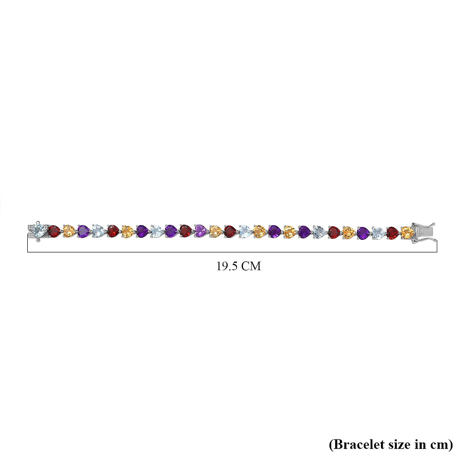 Citrine, Red Garnet & Multigemstone Bracelet (Size - 7) in Platinum Overlay Sterling Silver 21.00 Ct, Silver Wt 12.55 GM