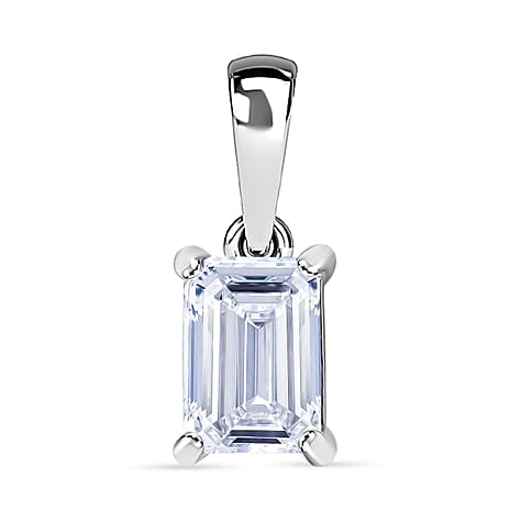 Luxuriant Diamond - 950 Platinum IGI Certified (Emerald Cut) Lab Grown Diamond (VS1-E) Solitaire Pendant 1.00 Ct.