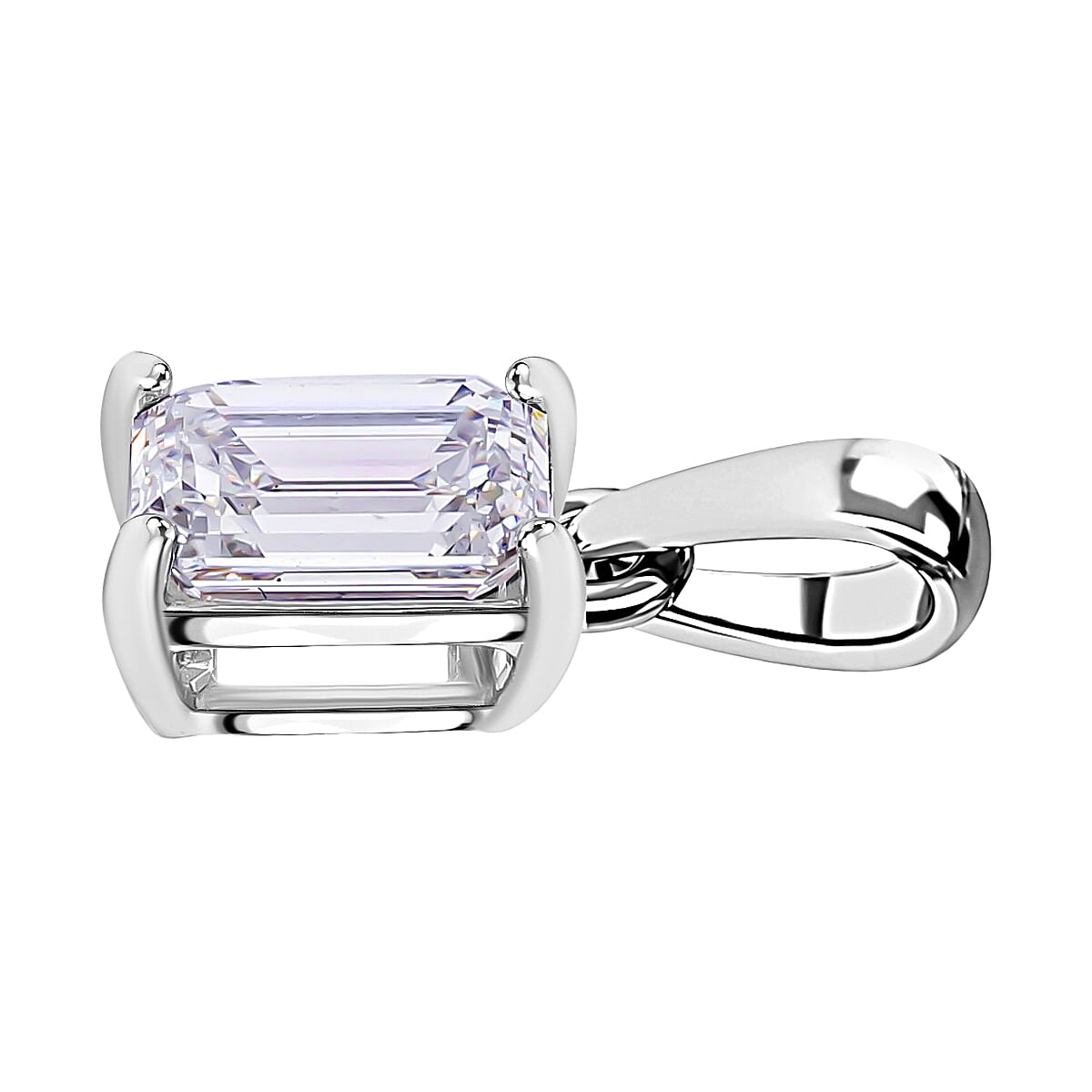 Luxuriant Diamond - 950 Platinum IGI Certified (Emerald Cut) Lab Grown Diamond (VS1-E) Solitaire Pendant 1.00 Ct.