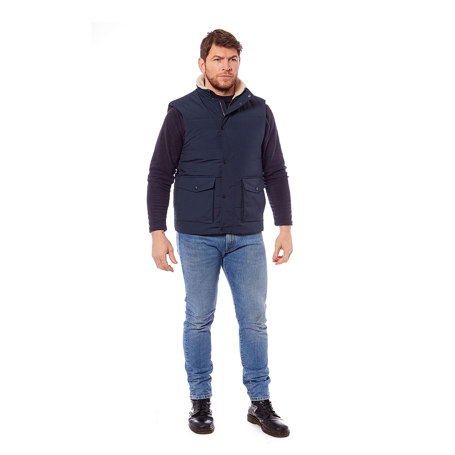 Gents Logan Warm Padded Multi Pocket Gilet (Size M)- Navy