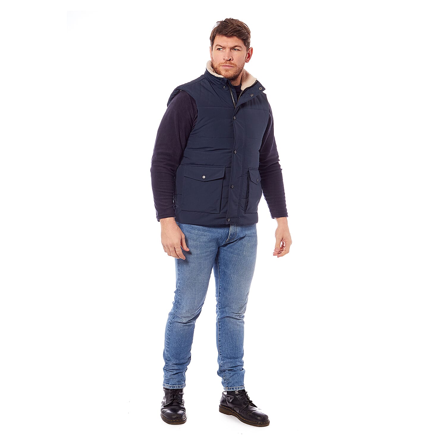 Gents Logan Warm Padded Multi Pocket Gilet (Size M)- Navy