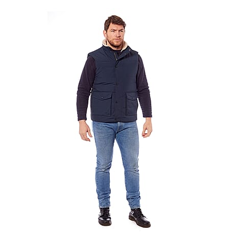 Gents Logan Warm Padded Multi Pocket Gilet (Size L) - Navy