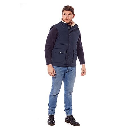 Gents Logan Warm Padded Multi Pocket Gilet (Size L) - Navy