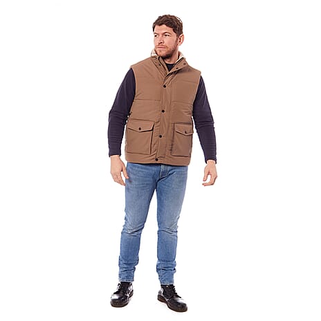 Gents Logan Warm Padded Multi Pocket Gilet (Size XXL) - Tan