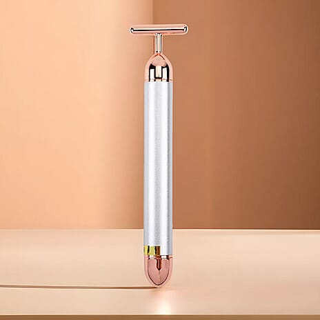 4-in-1 Facial Vibration Massage Roller - Four Interchangeable Massage Heads Including 1 Straight T-Shape Head, 1 Curved T-Shape Head