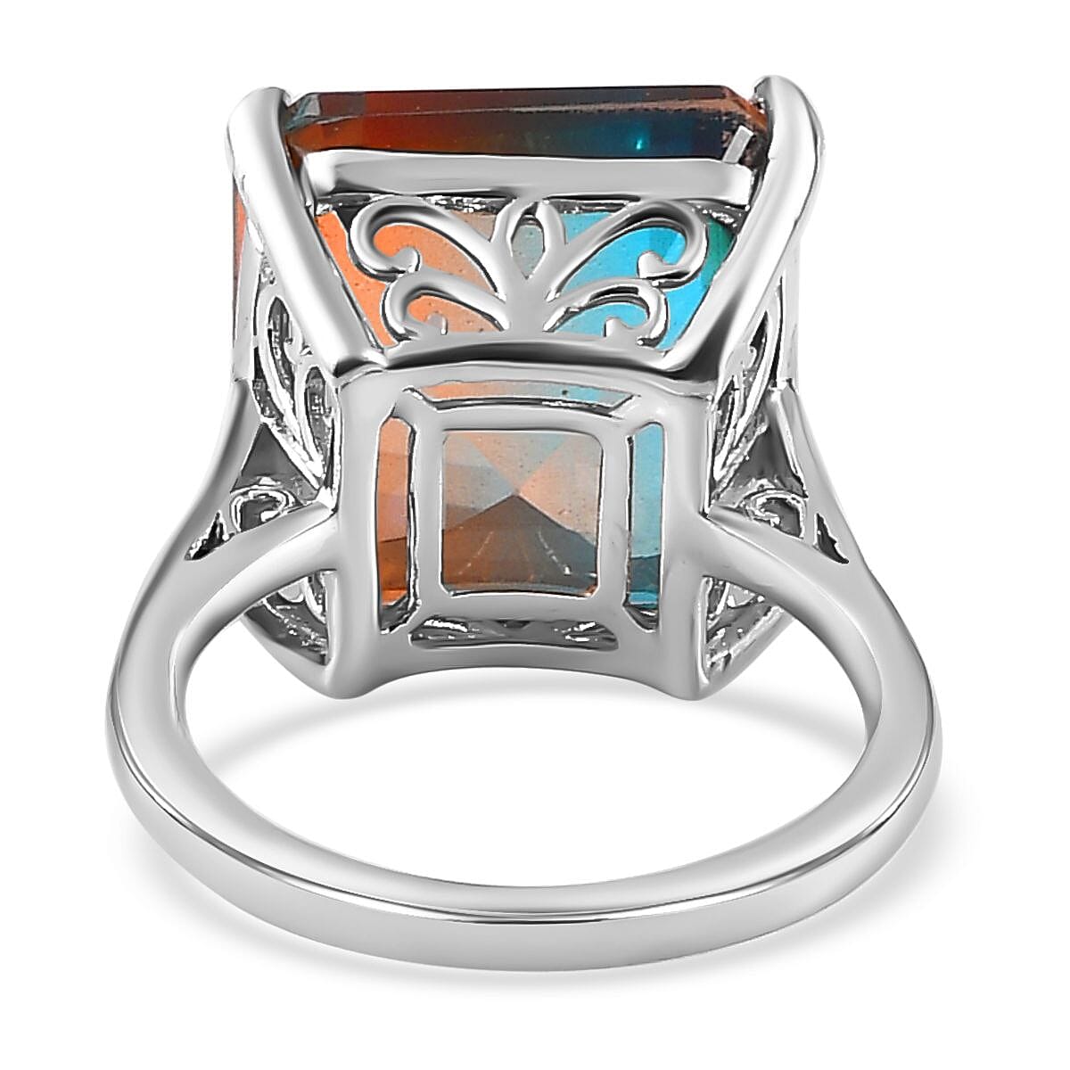 Aqua Terra Costa Quartz Solitaire Ring in Platinum Overlay Sterling Silver 16.32 Ct. Aqua Terra Costa Quartz Solitaire Ring in Platinum Overlay Sterling Silver 16.32 Ct.