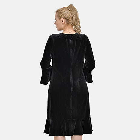 Tamsy Luxurious Velvet Midi Dress Color Size S - Black