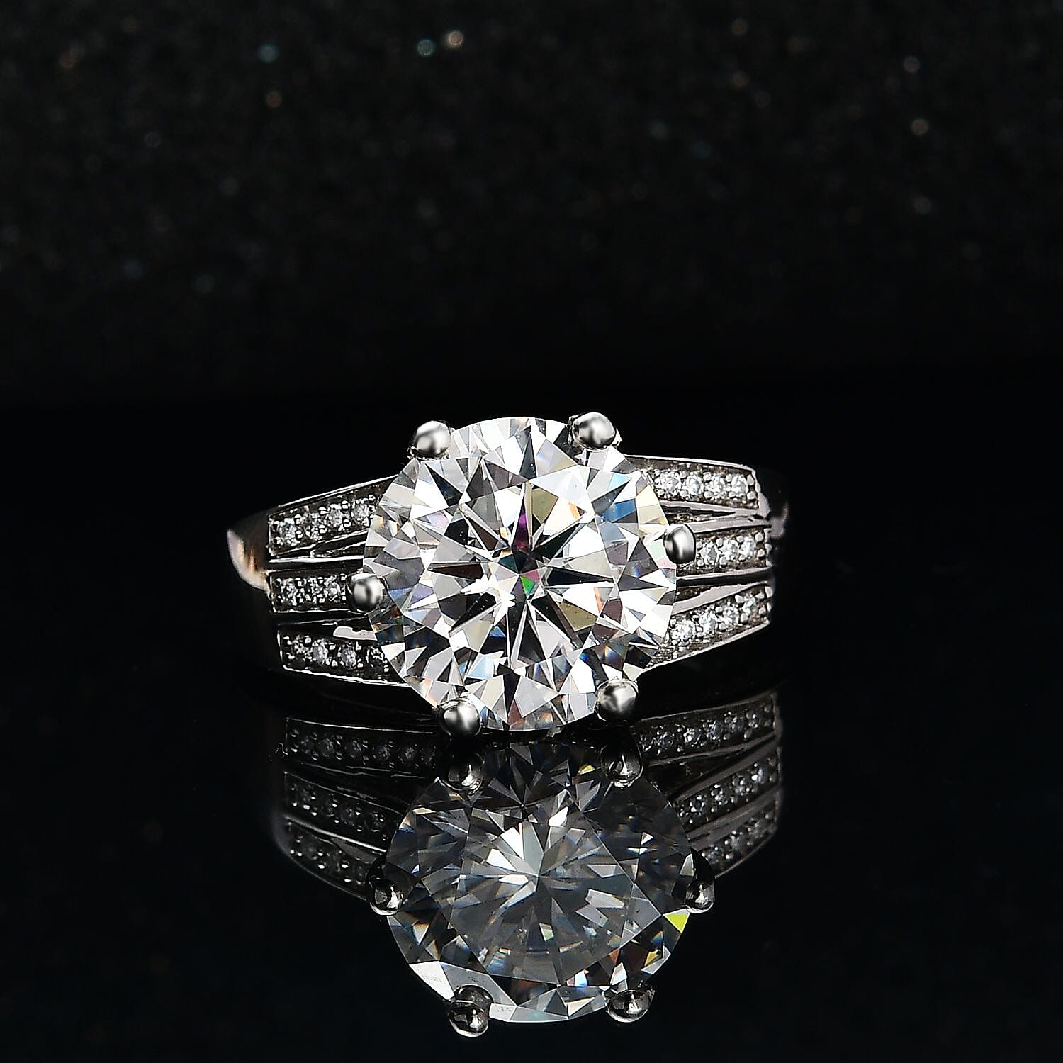 The Crown - Moissanite with African Ruby Ring in Platinum Overlay Sterling Silver 5.30 Ct.