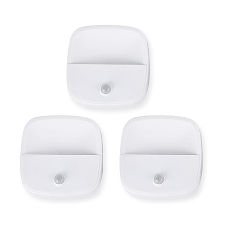 3 Pack Motion Sensor Night Light with Backside Sticker - White & White