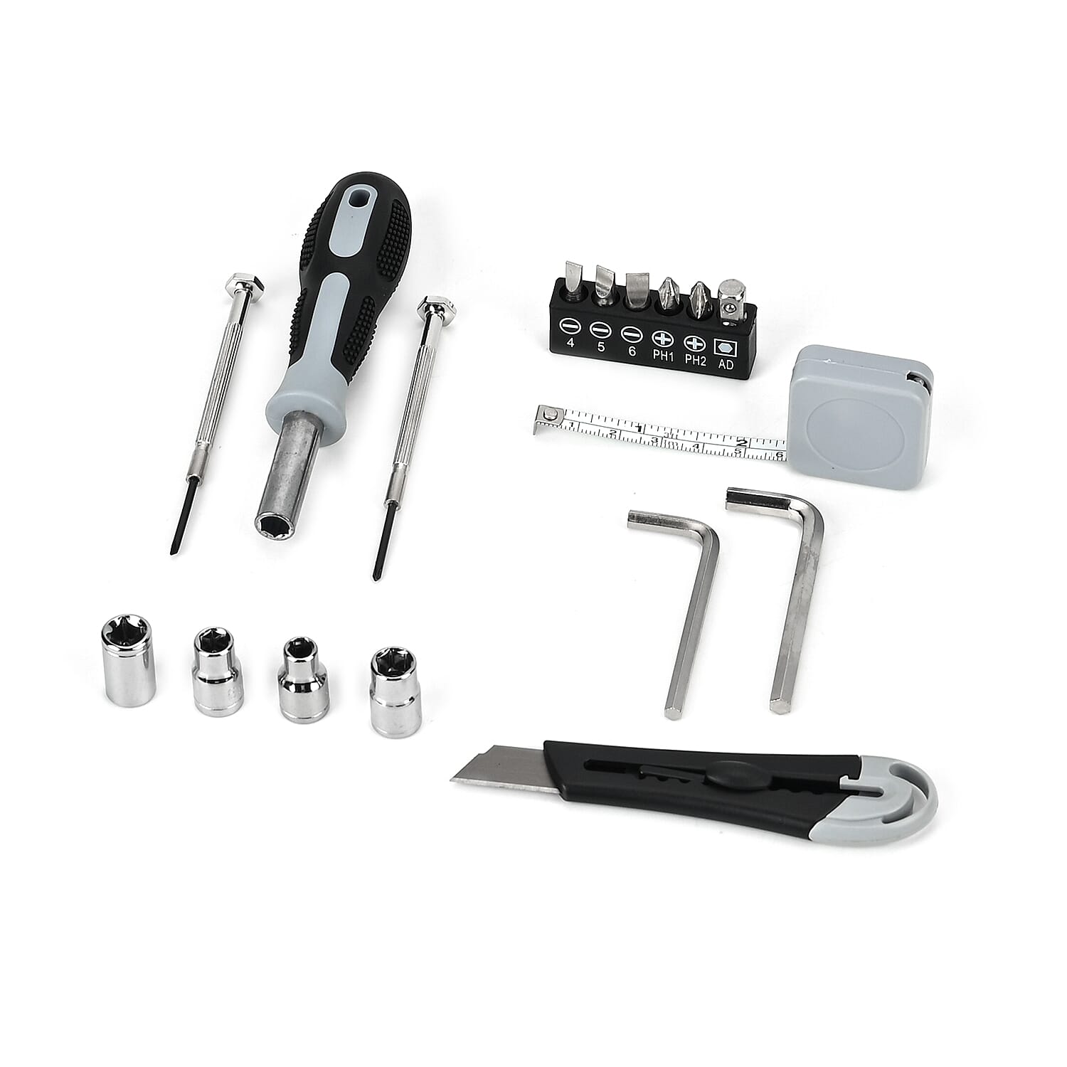 Multifunctional Flashlights with 17pcs Screwdriver Set (Battery not inc.) - Black