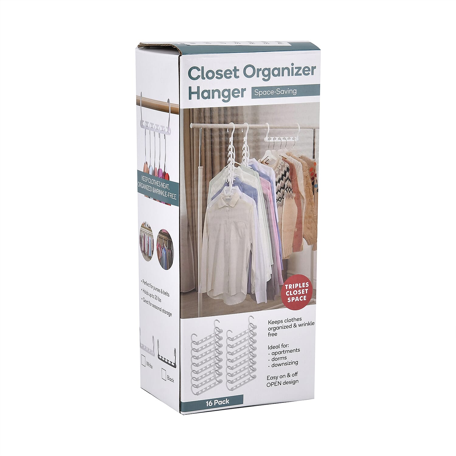 Set of 8 Space Saving Non-SlipHanger Organizer for Closet - White