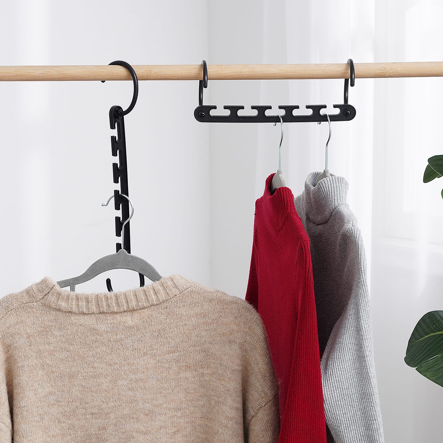 Set of 8 - Space Saving Non-SlipHanger Organizer for Closet  - Black