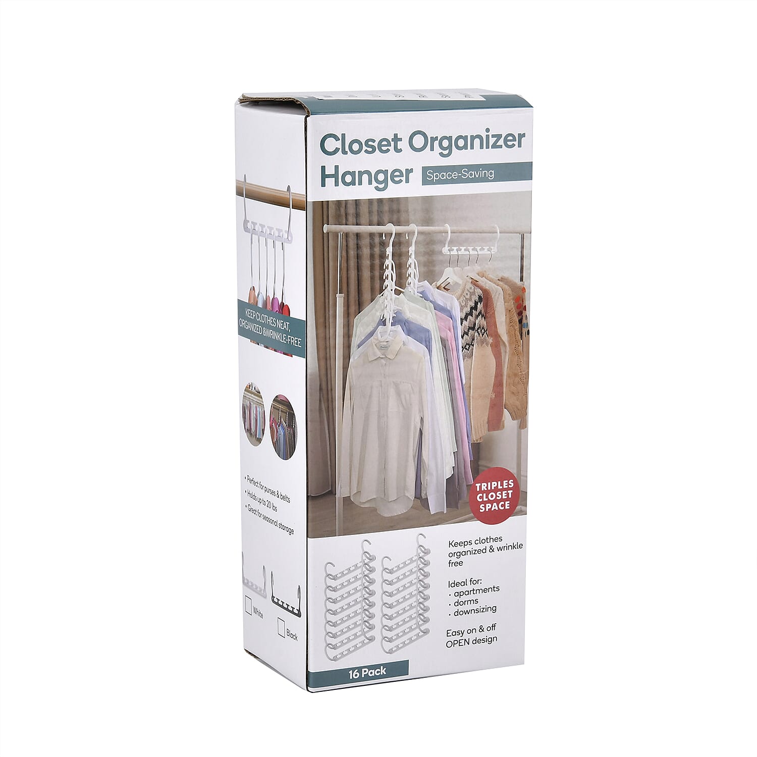 Set of 8 - Space Saving Non-SlipHanger Organizer for Closet  - Black