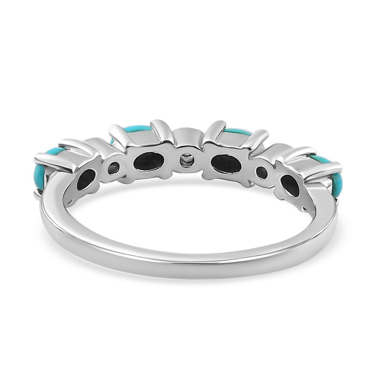 Arizona Sleeping Beauty Turquoise & Natural Zircon Ring in Platinum Overlay Sterling Silver